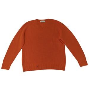 Sheep Inc The V-Neck Rib Knit Sweater 100% Merino Wool Men's Size Large 3 Orange